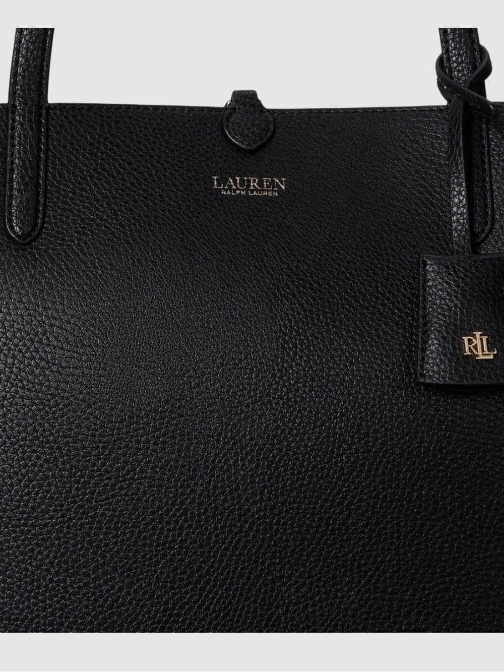 Lauren Ralph Lauren Black Pebbled Leather Tote with Wristlet - Picture 7 of 11